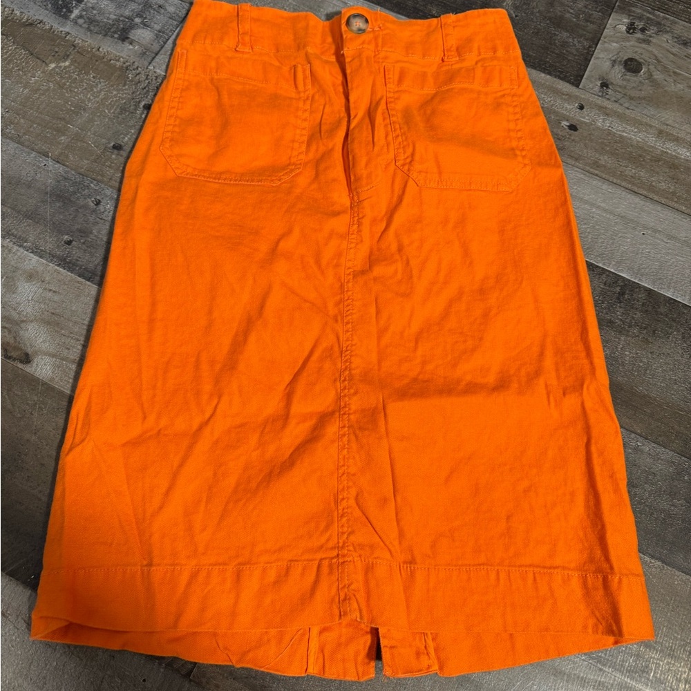 Maeve Orange Pencil Skirt - Picture 3 of 11